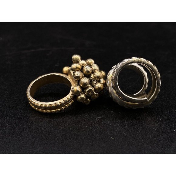 Brass Ball Cluster & Snake Wrap Women’s Costume Ring Small Size Lot 2 - Picture 3 of 12